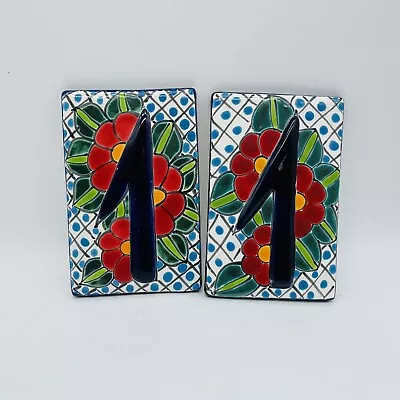 Pair Of 2 BLUE Tile House Numbers High Relief Mexico #1 • $13