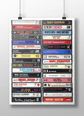 80's Music Poster: Original Cassette Print 1980s Music Fan Gift Art • £16.49