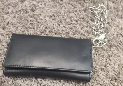 Trifold Leather Wallet With Chain • $10