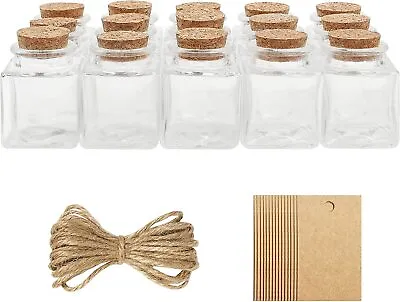 £16.99 • Buy 15 Mini Glass Bottles - Cork Stopper Jars For Wedding Party Favours & Decoration
