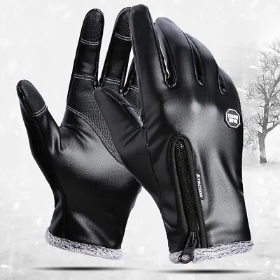 Men's Winter Warm Leather Gloves Non-Slip Windproof Driving Touch Screen Gloves • $10.99