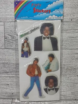 6 Vintage Michael Jackson Puffy Stickers Sealed NOS 1980's Thriller Billie Jean • $5.07