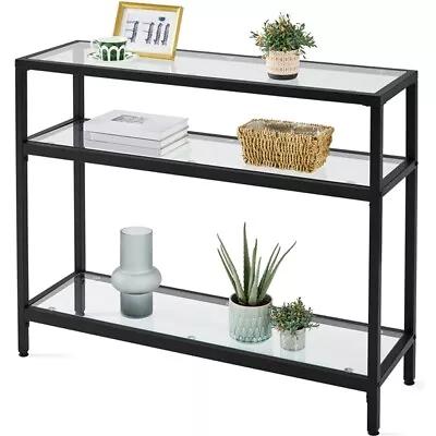 Console TableModern Sofa Table W/ Sturdy Metal Frame & Storage Shelf Black • $67.99