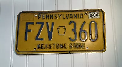 Vintage 1984 Pennsylvania PA License Plate FZV 360 • $6.99