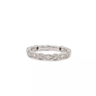 Gabriel & Co. 14K White Gold Ladies Geometric Station Stackable Diamond Ring • $725