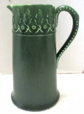 Antique Art Pottery Pitcher Matte Green Leaf Arts & Crafts KEENE N. Hampshire • $149.95