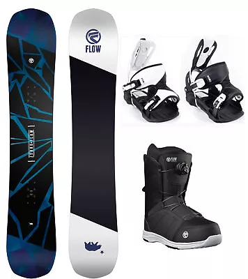 FLOW Burst 156 Mens WIDE Snowboard Package+Flow Mix Bindings+BOA Boot NEW • $525