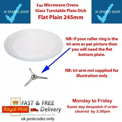 Microwave Turntable Glass Plate With Flat Bottom 245 Mm Used On Sanyo Microwave • £7.95