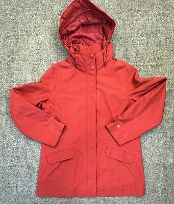 LL Bean Mens M Jacket Red Hooded Full Zip LightWeight Pockets Outdoor Rain Gear • $27.95