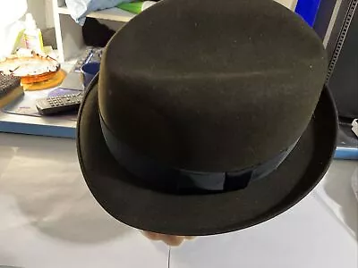 Vintage Mallory Fedora DuraFelt Dark Brown 7 1/4 Black • $30