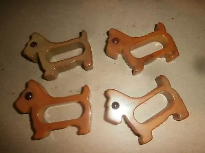 4 Vintage Bakelite Butterscotch Art Deco Scottie Dog  Napkin Rings • $111.99