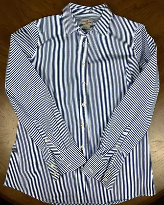 J. Crew Haberdashery Shirt Women’s S Blue White Stripe Long Sleeve Button Up • $19.50