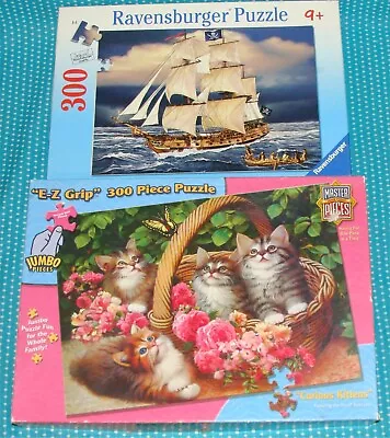 2 Jigsaw Puzzles 300pc Ravensburger Master Pieces Large E-Z Grip Kittens Ship • $8.99