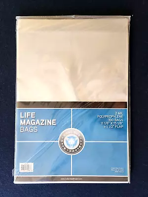 Pack /100 CSP Life Magazine Size Poly Bags - 11 1/8 X 15 1/8 - Acid Free Sleeves • $18.99