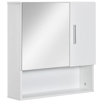 £32.99 • Buy Kleankin Bathroom Mirror Cabinet Wall Mount Storage Organizer W/ Door, White