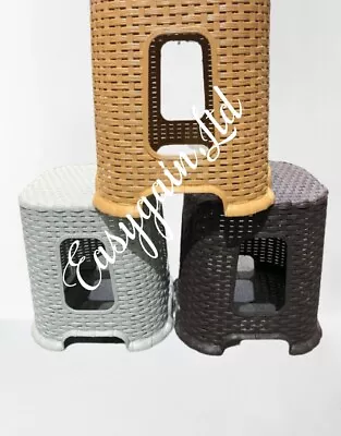 £10.49 • Buy Small Plastic Rattan Stool Indoor Outdoor Home Garden Stackable Chair Step