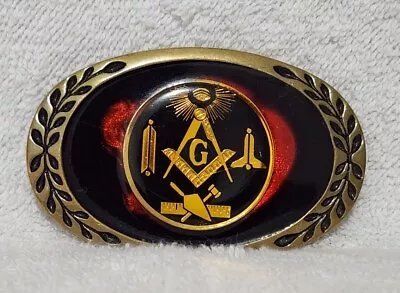 Vintage Masonic Freemason Solid Brass Belt Buckle • $21.95