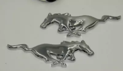 A Pair Of 2 Chrome 3  Running Horse Emblem For Ford Mustang CT-YM2-S • $35.90