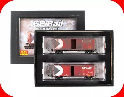 N Scale ***CP RAIL***  Weathered 40' Box Car 2-Pack Set -- Micro Trains 99305990 • $59.99