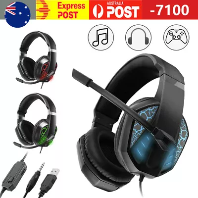 Durable Stereo Gaming Headset Headphone Wired With Mic For PC Xbox One PS4 AU • $23.98