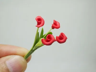 1 Pc Miniature Calla Flower Clay Dollhouse Handmade Decoration 1:12 Scale • $1.96