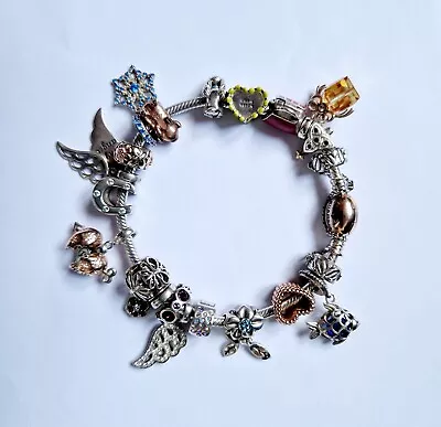 Chamilia Sterling Silver Bracelet With Various Disney Pandora Swarovski Charms • £70