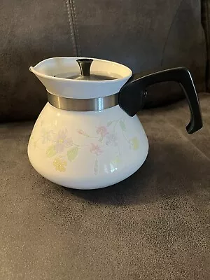 VTG Corning Ware P-104 Teapot W/ Metal Lid - 6 Cups - Pastel Bouquet - EUC • £24.08