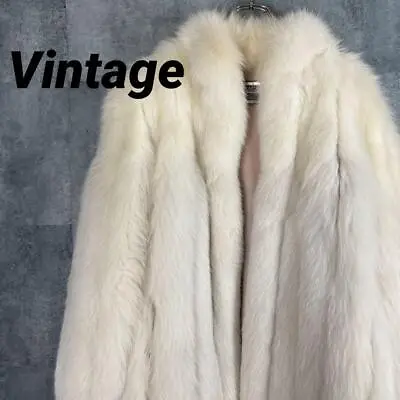 SAGA FOX Real Fur Fox Fur Coat White Size M From Japan • $390