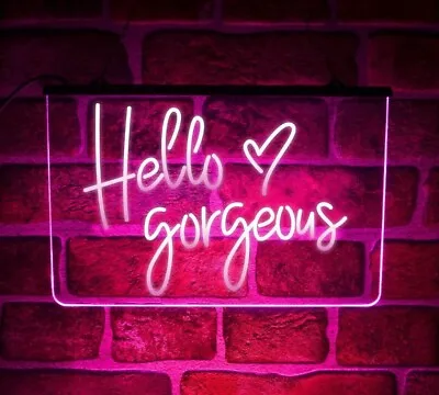 £24.99 • Buy Hello Gorgeous Neon LED Light Up Sign | Illuminated USB Wall Display For Bedroom