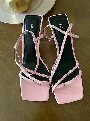 Zara Pink Strappy Heeled Sandals Size 9 NWT • $38