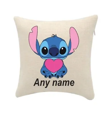 Stitch Lilo Stitch Cushion Cover Personalise Any Name (cover Only) 20cmx20cm • £5.99