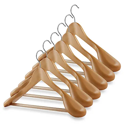 6 Wide Shoulder Wood Suit Hangers - Natural • $16.95