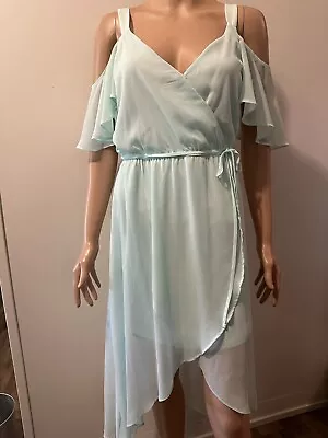 Faux Wrap Dress Juniors Size M (7-9)No Boundaries Chiffon Overlay  Mint Color • $17