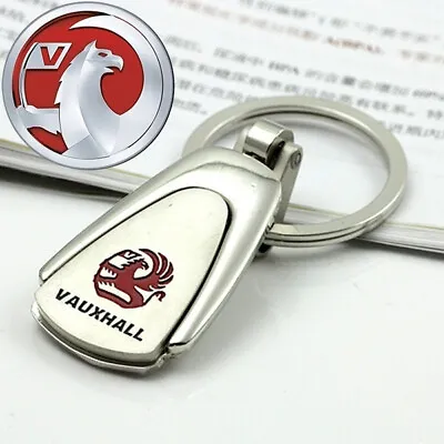 Vauxhall Keyring Metal Key Ring Silver Pear Shape Metal Chrome Logo Red • £5.10