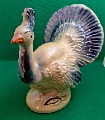 $10 • Buy Vintage Turquoise Luster Ceramic Peacock Made In Brazil