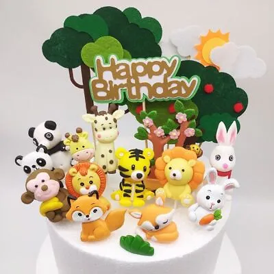 Cake Topper Jungle Wild Forest Animal Figure Cupcake Birthday Party Decoration • $9.93