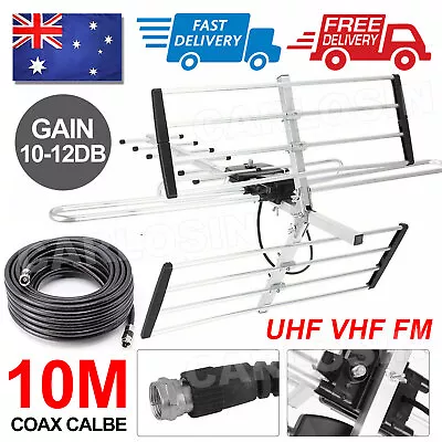 Digital Outdoor TV Antenna VHF UHF FM Signal Aerial Outdoor Amplifier Booster AU • $25.95