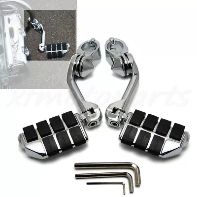 Chrome Long Highway Foot Pegs Fit For Harley Motorcycle W/ 1-1/4   Engine Guards • $29.06
