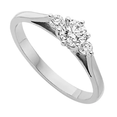 Half Carat Round Brilliant Cut Diamonds Trilogy Engagement Ring In White Gold • £915.20