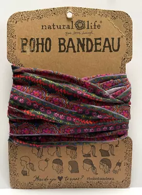 Natural Life BOHO BANDEAU Purple Multi-Color Headband Turban Wear 12 Ways • $13.95