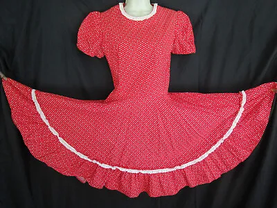 Vtg Red White Hearts Rockabilly Cottagecore Valentine's Square Dance Dress 36 • $24.99