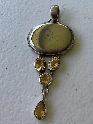 $19.99 • Buy 925 Sterling Silver Pendant With Dangling Citrine Stones Vintage ESTATE Jewelry