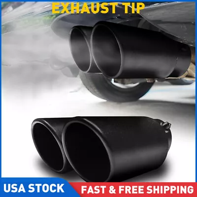Black Dual Outlet Exhaust Tip Tail Muffler Tip For 1.4 -2.5  Stainless Steel Kit • $19.99