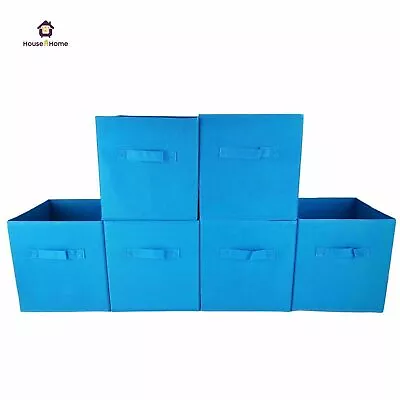 6x Foldable Canvas Storage Collapsible Folding Box Fabric Cube Cloth Basket Bag • £14.95