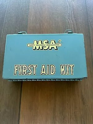 Vintage MSA 10 Unit First Aid Kit Metal Box Mine Safety Appliances Co  USA • $23.99