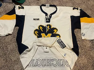 Michigan Wolverines Hockey Jersey Size 56 Zephyr NCAA Authentic Fight Strap • $119.99