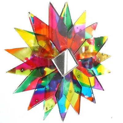 Large Multi Coloured Glass Mandala Hanging Star Mobile Mirrored Sun Catcher • £12.55