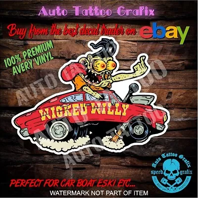 Wicked Willy Hot Rod Decal Sticker Vintage Americana Hot Rod Rat Rod Stickers • $5.50