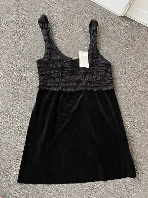 New BAILEY 44 Black VELVET SLEEVELESS SMOCKED Bloomingdales Iggy Pop TANK MEDIUM • £21.17