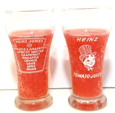 Vintage Heinz 57 Tomato Juice Glass 5  Tall 2-3/8  Aristocrat Glass Monocle Man • $11
